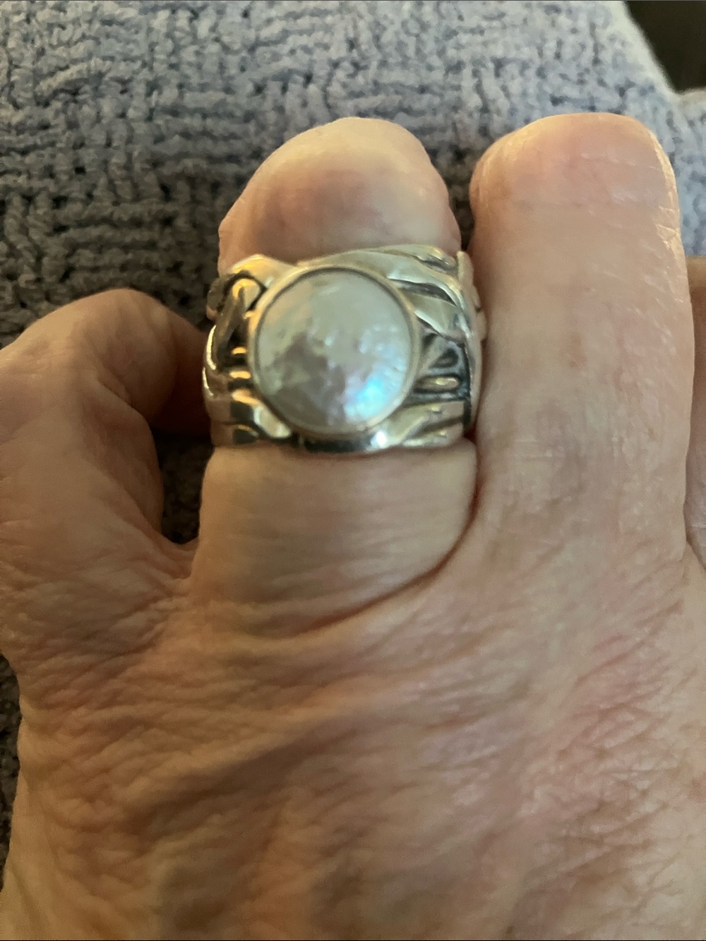 Silpada Silver Ring with Iridescent Moonstone